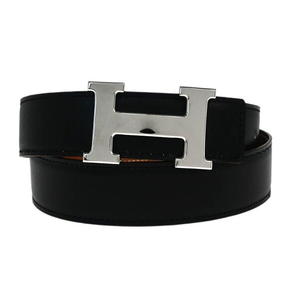 Hermes Black Box Calf Constance Reversible Belt #80 Small Good □F 49 165546 - Picture 1 of 7
